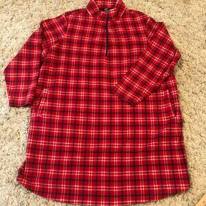 Lands' End Women's 3X Red Plaid Fleece Nightshirt Loungewear